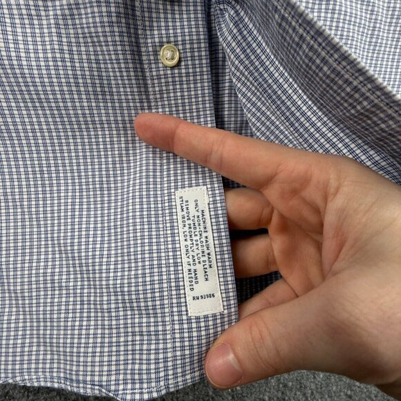 Brooks Brothers Non Iron Button Up Shirt Long Sleeve 16 35 Regent Check Blue - Picture 11 of 12